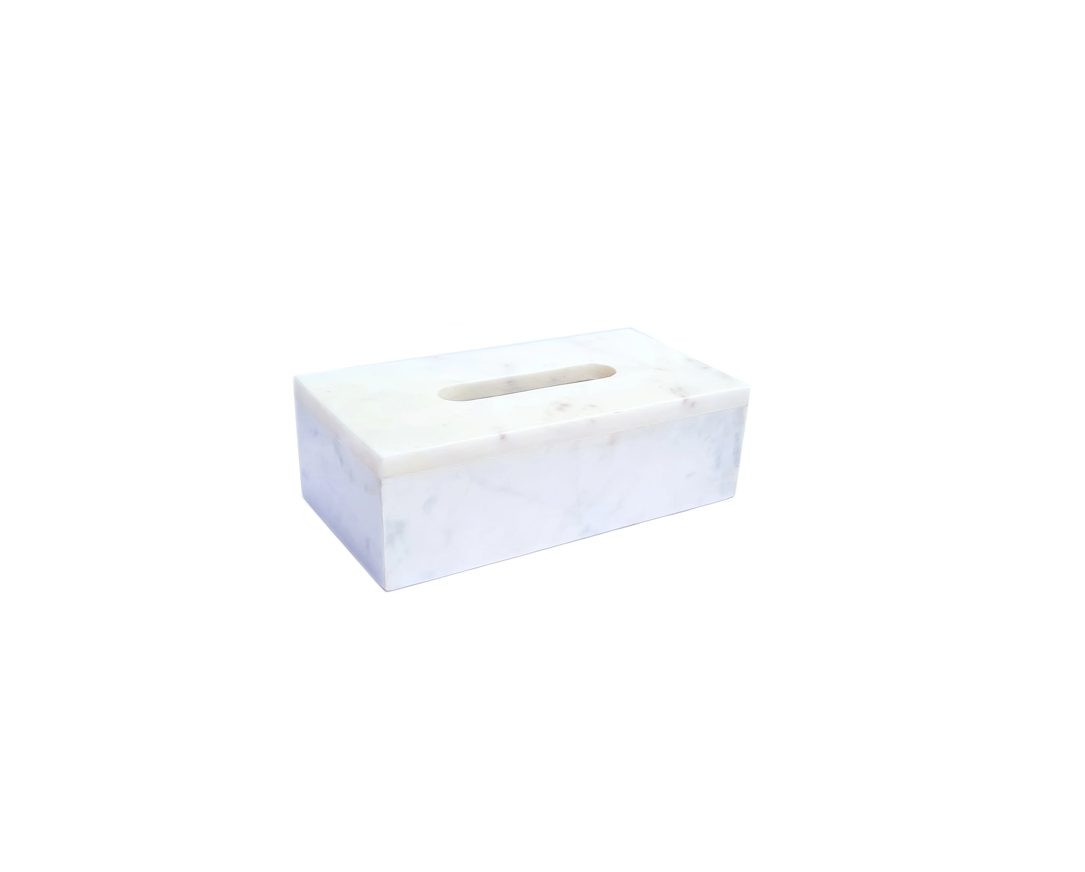 Premium White Stone Marble Tissue Box Paper Napkin Holder Tissue Cover Rectangle Shape Table Top for Bathroom Kitchen Dining