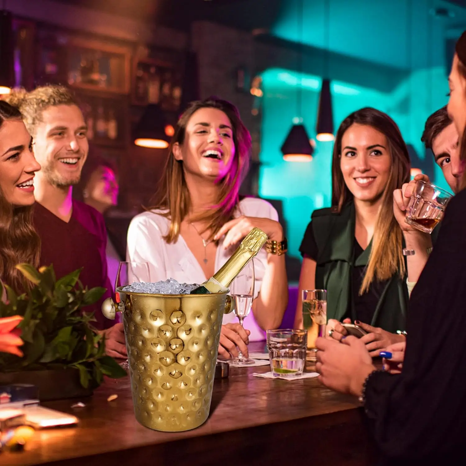 Unique taper single wall handmade coins Design Party Tub Bottle holder Beer Cooler Quality ice Bucket KGN BW 7047 multi color 3L