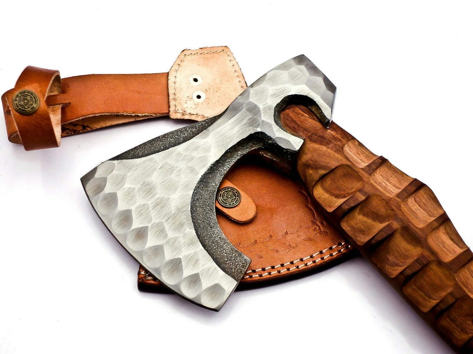 Custom 2024 New best quality Handmade Damascus Steel tomahawk Viking Axe Rose Wood Handle Whole sale Hand Forged Survival Axe