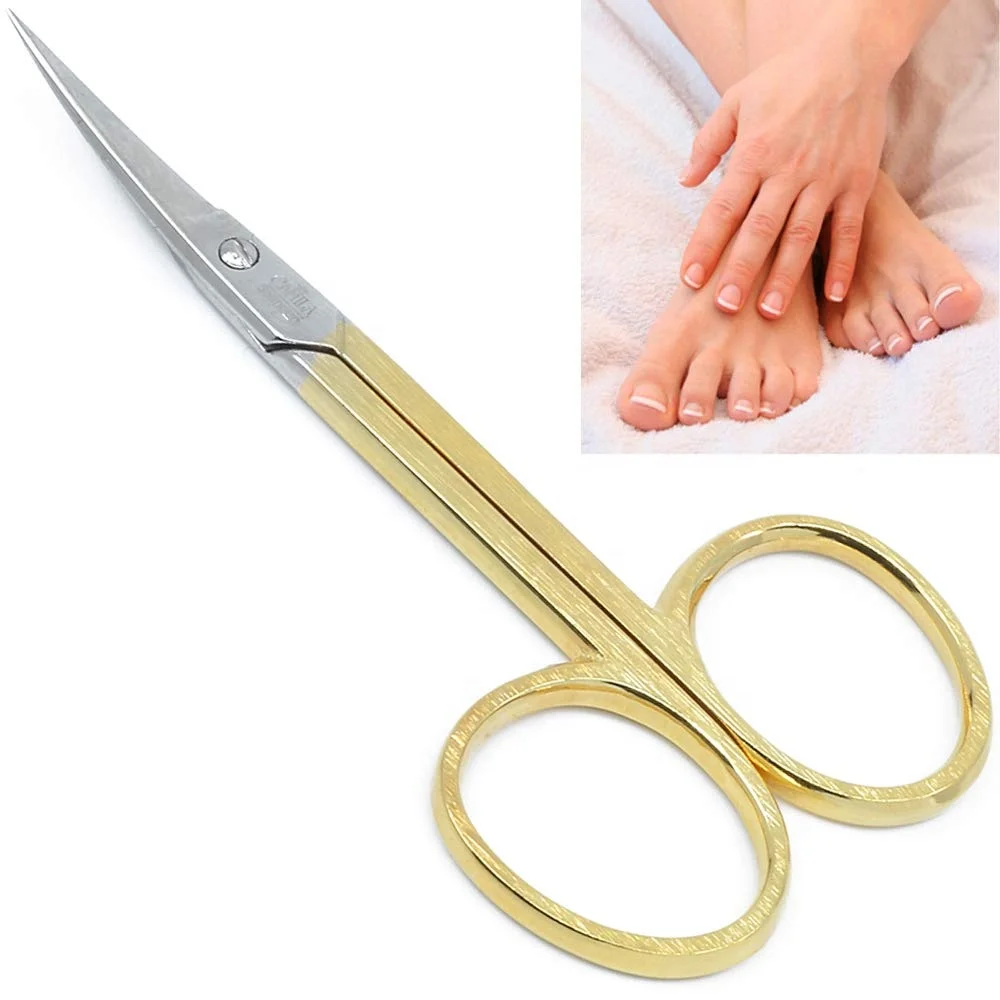 Makeup Scissor Eyelash Eyebrow Scissor Curved Head Manicure Scissor Nail Cuticle Tool