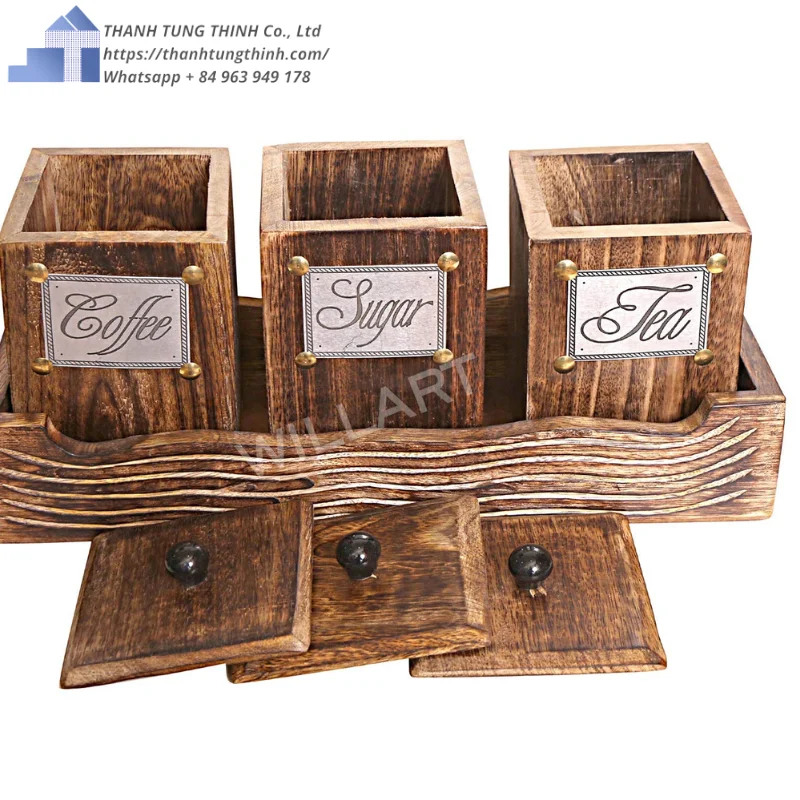 New Item 2024 High quality Beech wood box for coffeeand tea storage for wholesaler WhatsApp +84 937 545 579