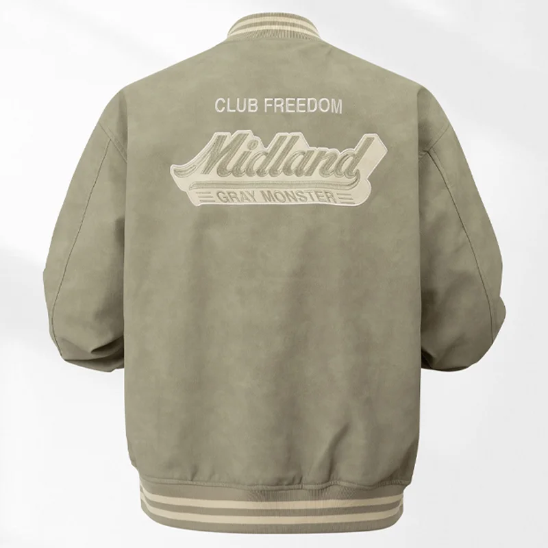 Fashion Custom Embroidery PU Leather Aviator Men Loose Motorcycle Suit Coat Jacket