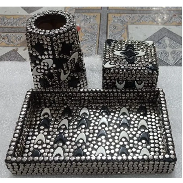 Premium Arabic Wood And Metal incense bakhoor set Home Decor burner wooden tray & box bukhoor set for Ramadan Gift from India