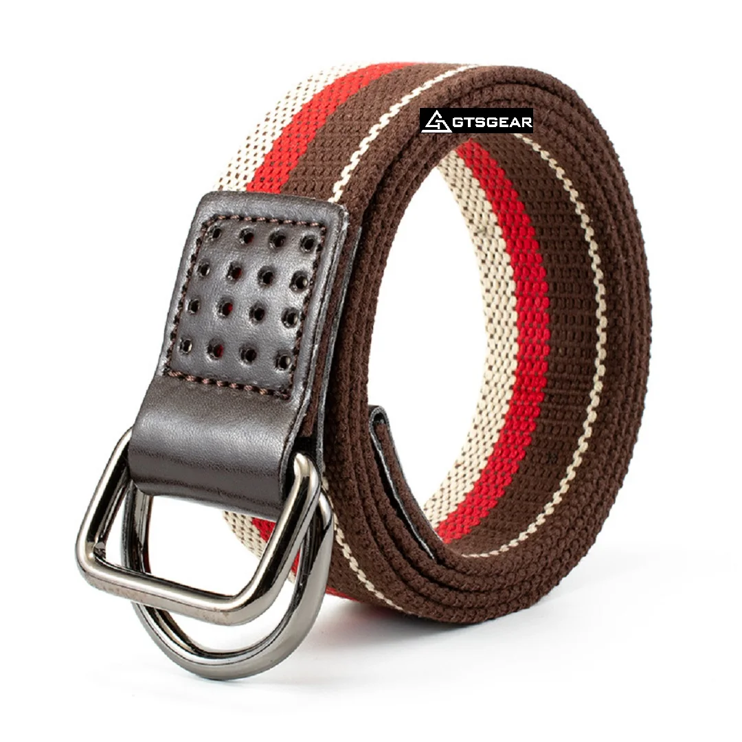 BL92 Double D Ring decorative Fashion belt for women men casual Alloy Buckle woven belt double ring buckle outdoor sports belt