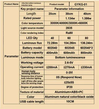 USB Charging Motion Sensor Cabinet Light A20 LED Intelligent Cabinet Light Adjustable Cabinet LED Light