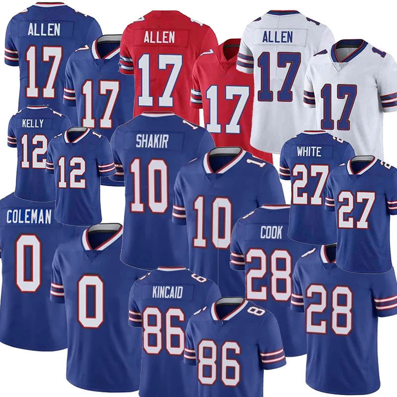 2024 мужские футболки 17 Josh Allen 0 Keon Coleman 40 Von Miller 12 Jim Kelly 88 Dawson Knox 13 Gabe Davis
