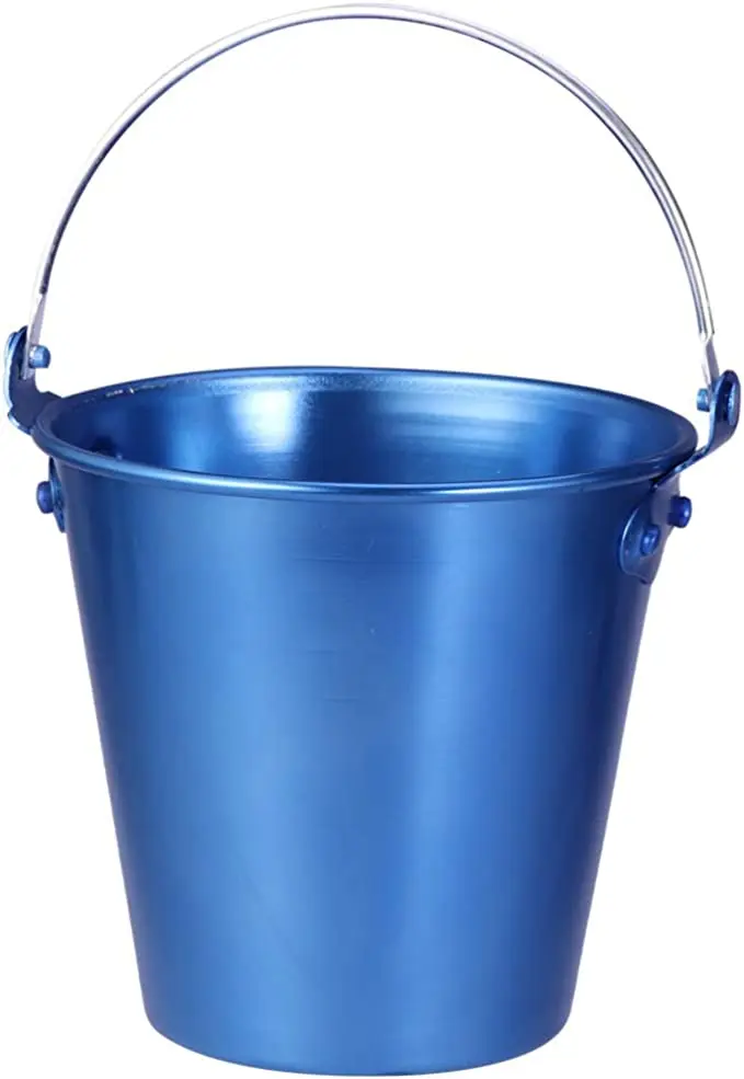 Blue Steel Serving Buckets Mini Chip Royal Metal Ice Bucket with Tong Aluminum Champagne