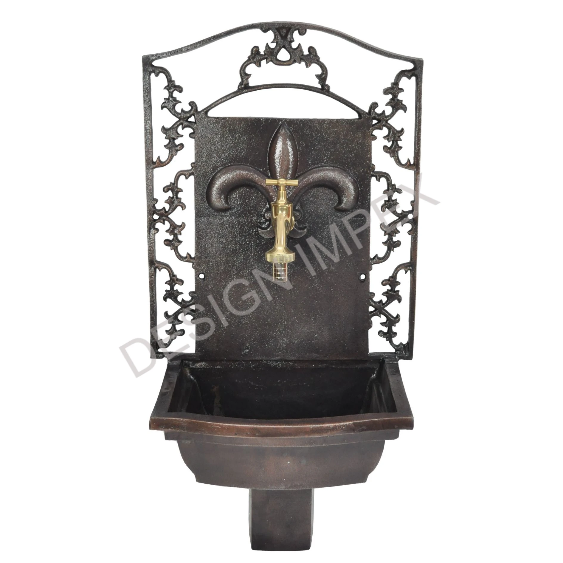 Outside Decorative Vintage Style Fountain Wall Fountain With Tap Cast Iron Custom Handpainted Garden Wall Fountain Water Supply