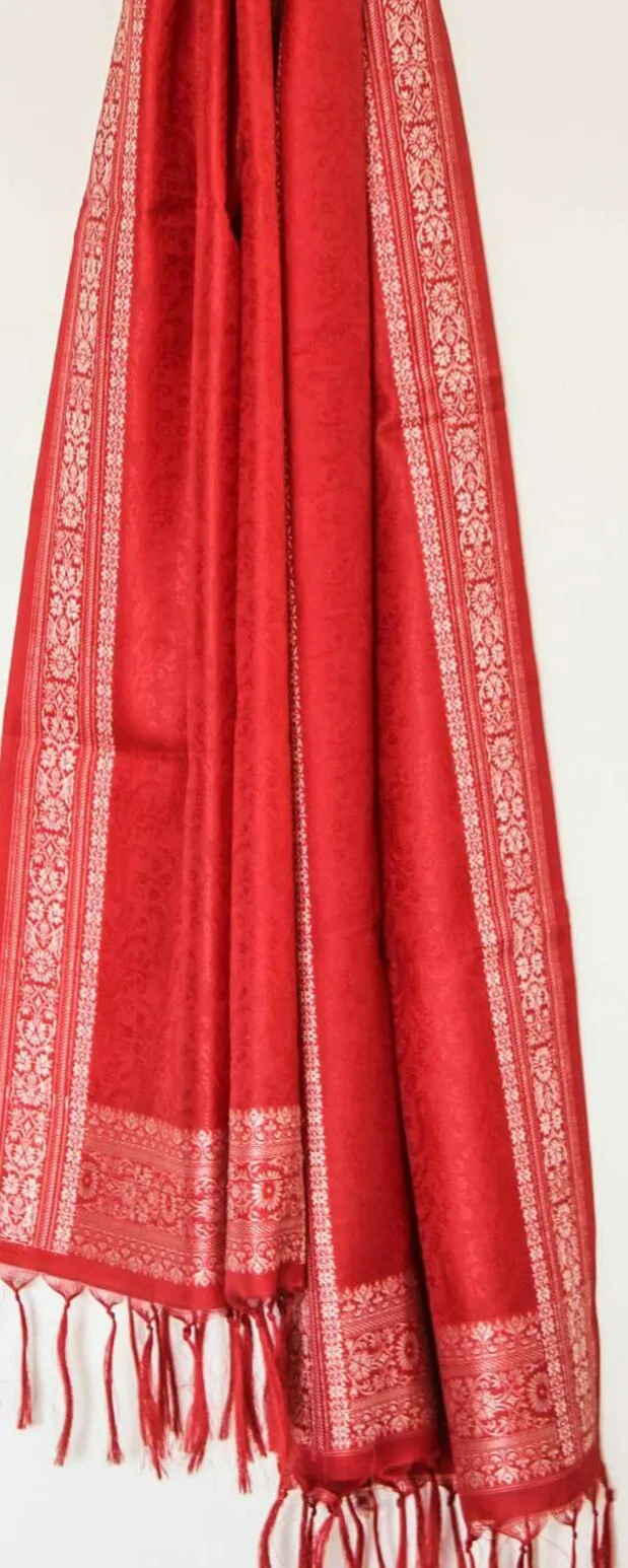 Handmade in India Soft Silk Jacquard Scarves with Beautiful Printed Patterns Long Style and Attractive Colours