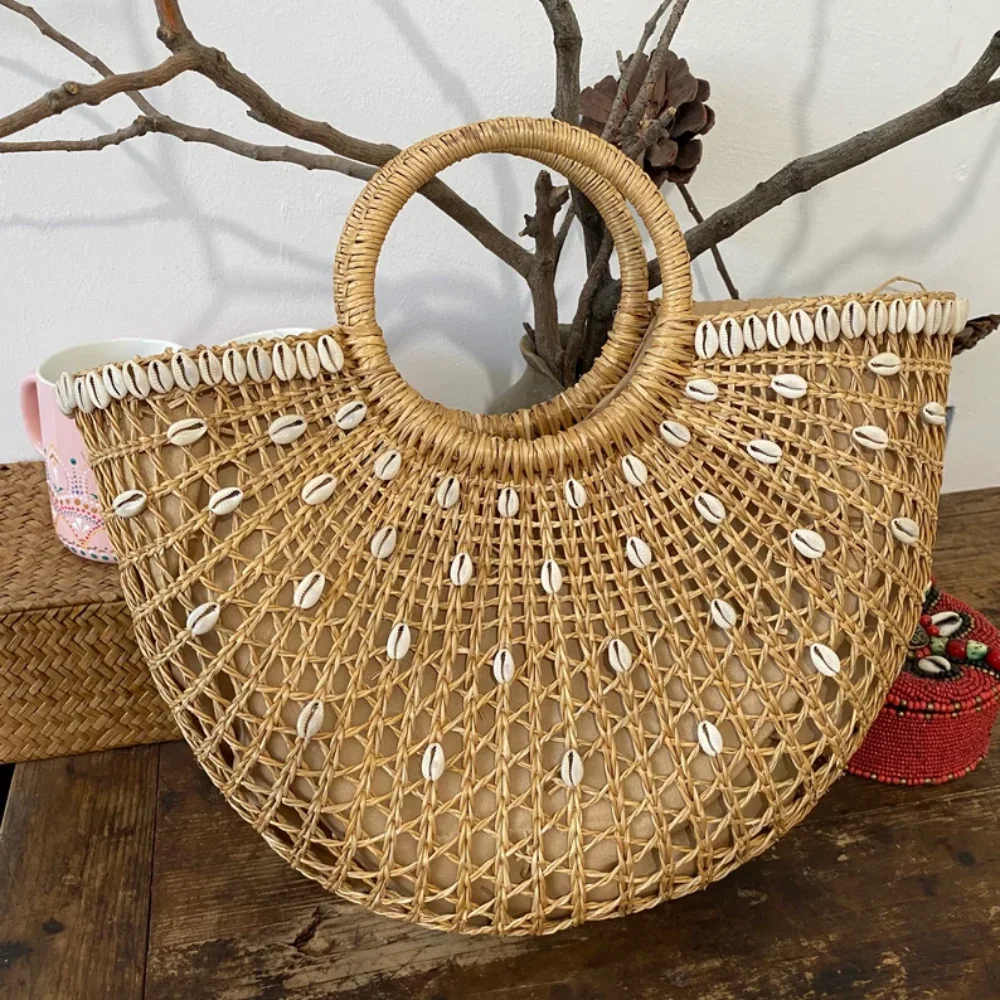Hot design best selling hand woven seagrass bag with shells summer beach bag wholesales from Vietnam