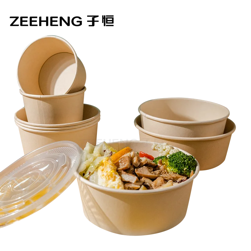 Одноразовая миска для рисовой бумаги, 320 см3, Салатница, бумажная крышка с принтом