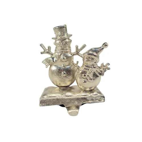 Metal Silver Fancy Design Snowman Stocking Holder For Christmas Decoration Uses Manufacture in India Low Prices