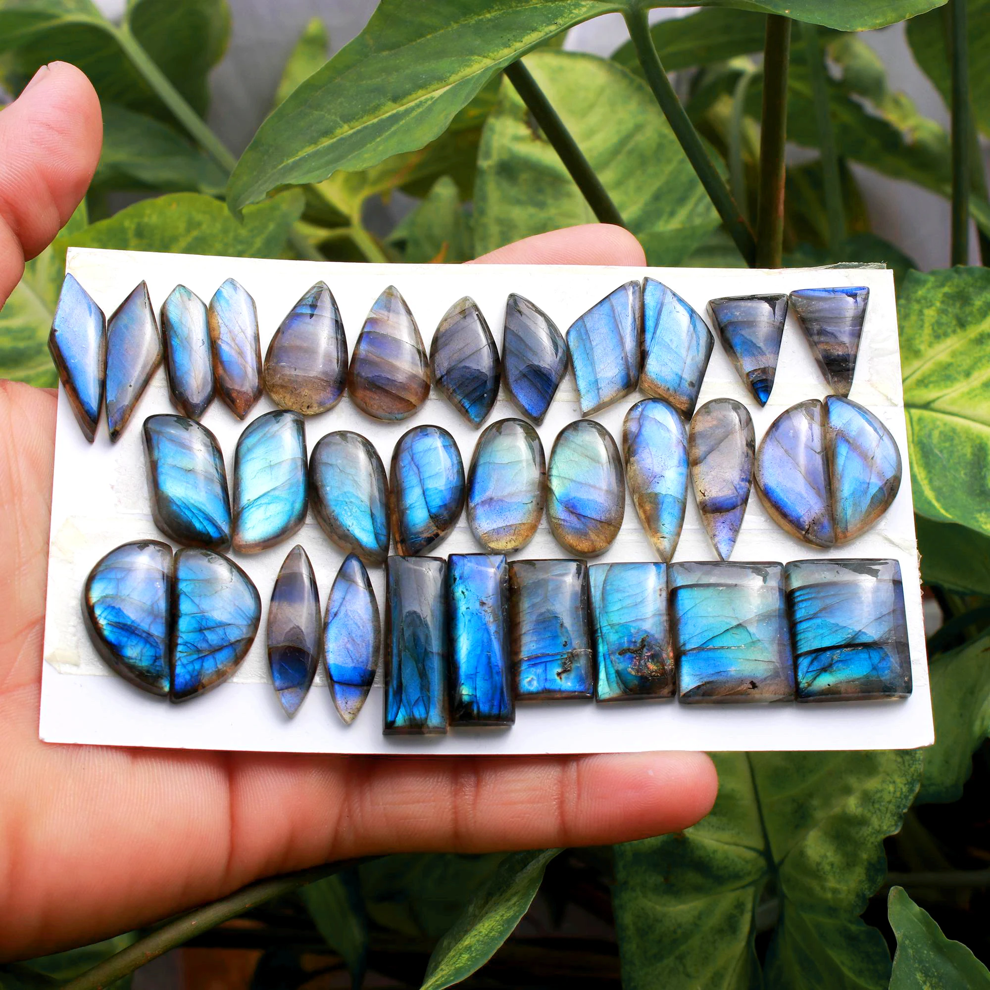 Natural Pair For Making Jewelry Natural Labradorite Pair Earring Flat Back Cabochon Rainbow Labradorite Handmade Crystal Earring