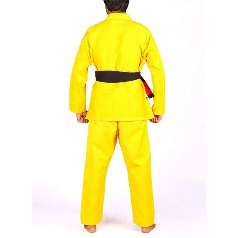 Yellow Color Unisex Martial Arts Wear Karate Uniform With Black Belt Wholesale Best Selling Low Price Karate Wear Suit Set