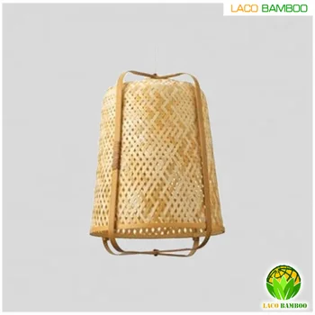 Classic and modern natural woven bamboo lampshade which used in restaurant and hotel interiors.