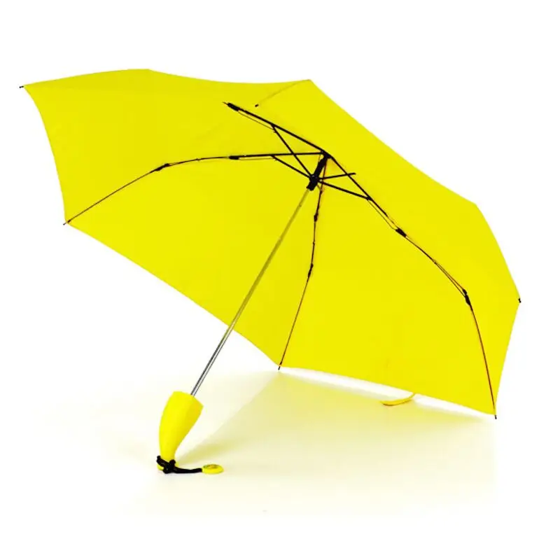 Custom logo printing yellow green innovative umbrella plain compact 3 emulation banana fold umbrella