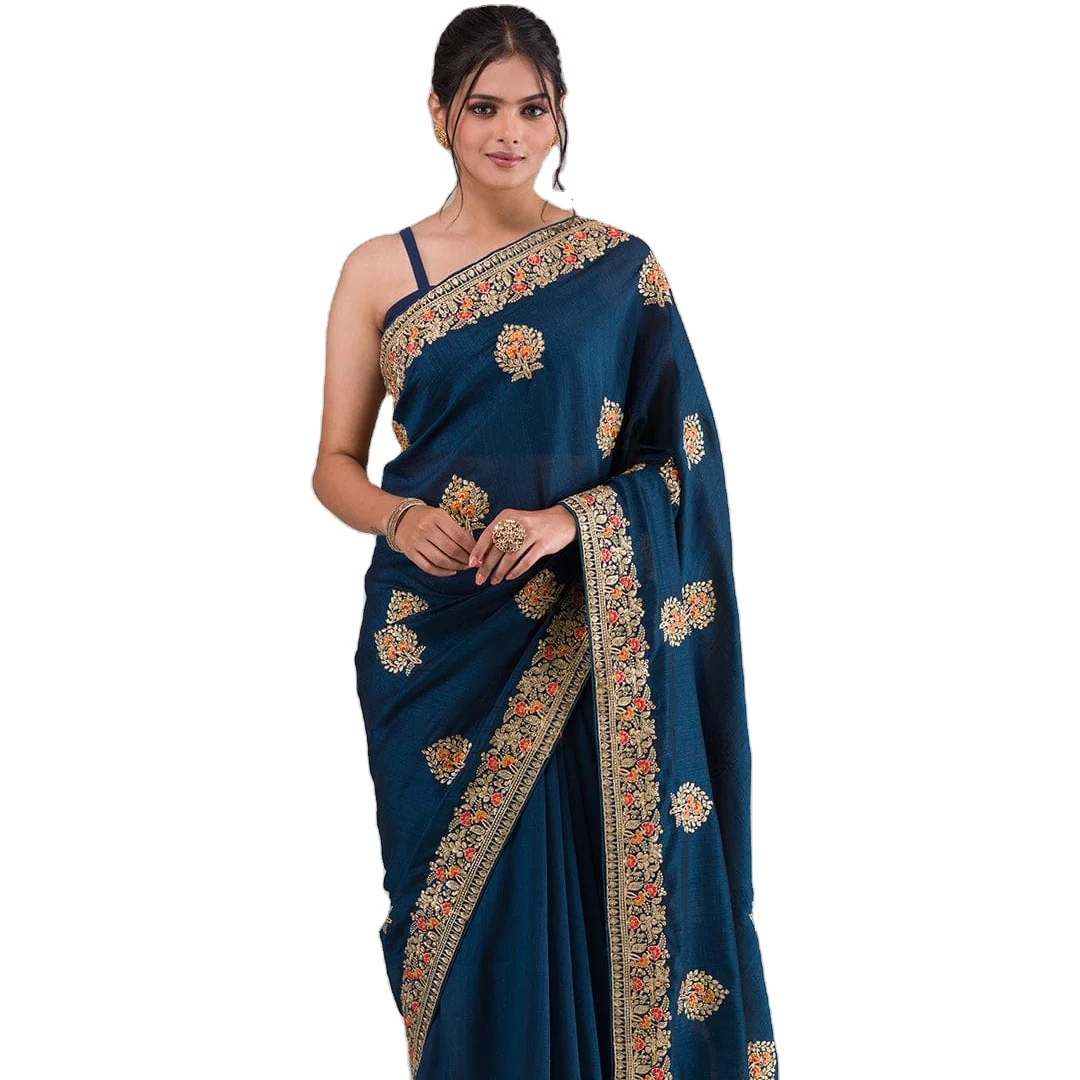 Pure Heavy Architrave Silk Fancy Designer Threads and Sari Work With Hand Stone Work for online sale