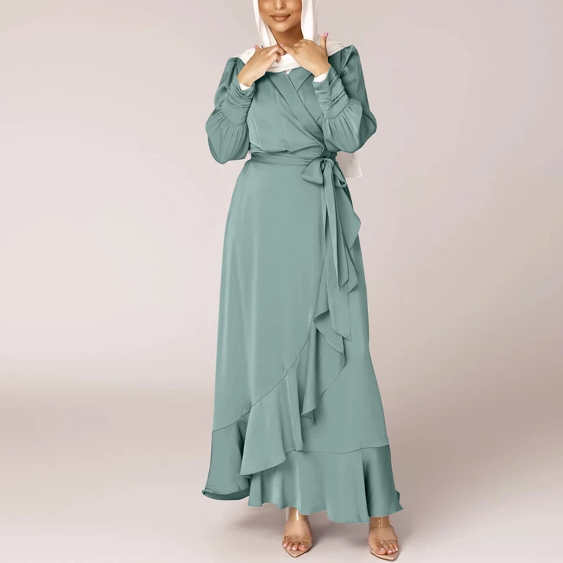 Abaya Turkish Dubai Hijab Muslim Dress Islam Clothing Abayas For Women Kaftan Caftan Female wear Solid color dress for women