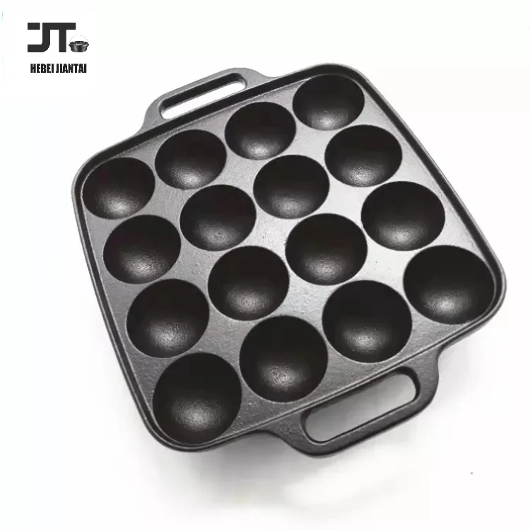 Japanese Cast Iron Takoyaki Maker Grill Pan, 16 Holes, Compatible with Gas Stoves and Induction Safe, Nonstick Coating Cookware
