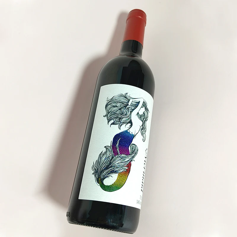 Custom Printing Glitter Luxury Texture Wine Label Waterproof Embossed Red Wine Labels For Bottles