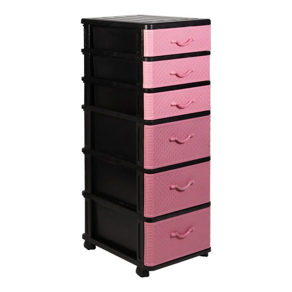 Multipurpose Space Saving Large Capacity Home Organization Colorful Plastic 6 Tiers Trendy Drawer Storage Cabinet Organizer