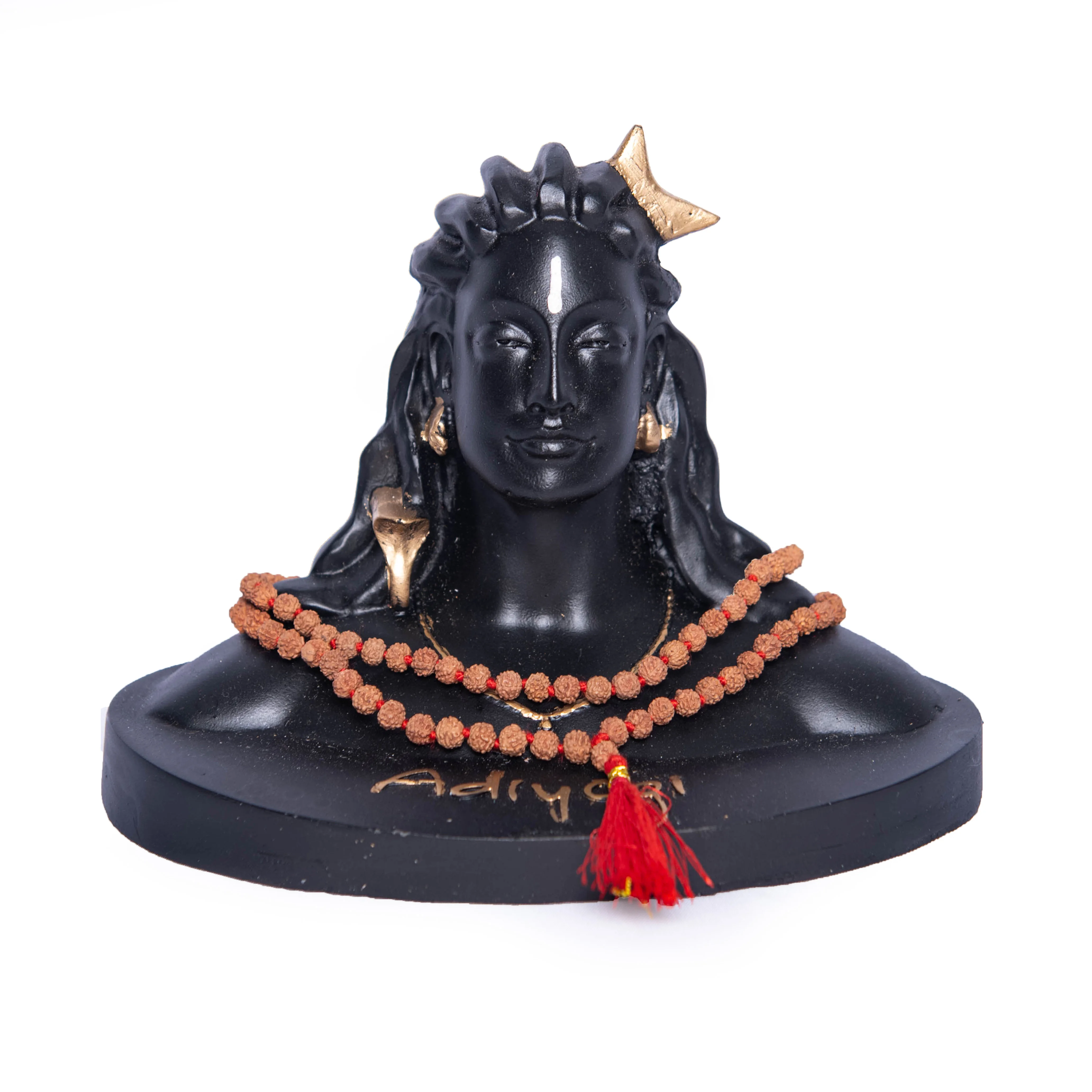 New arrivals 6.5 inch carving Semi-Precious resin Crafts black resin Adiyogi Shiva linghams statue for Decor office & puja decor