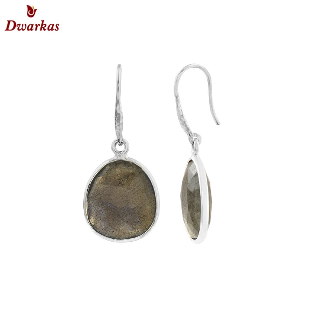 Classic 925 sterling silver green stone pear shape bezel setting drop earring for ladies and girl jewely