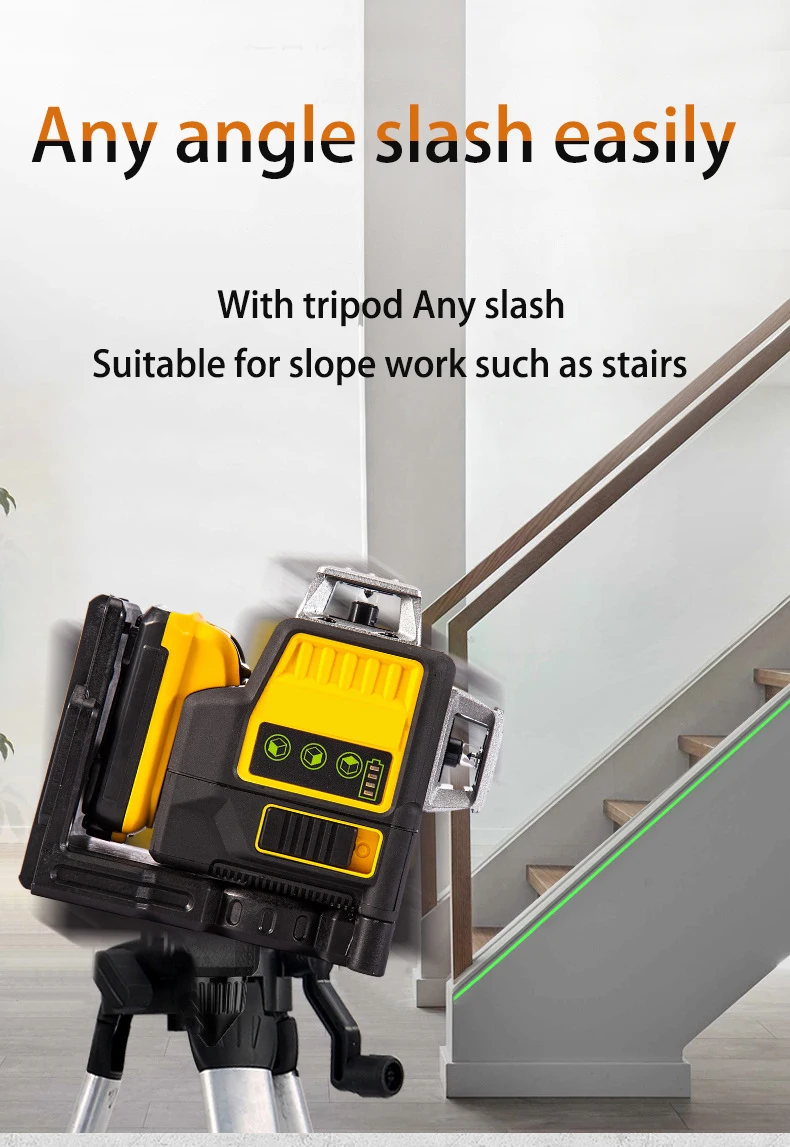 Super Cheap industrial laser level 12 lines 3d self-leveling 360 lithium battery green beams nivel laser Rotary laser level