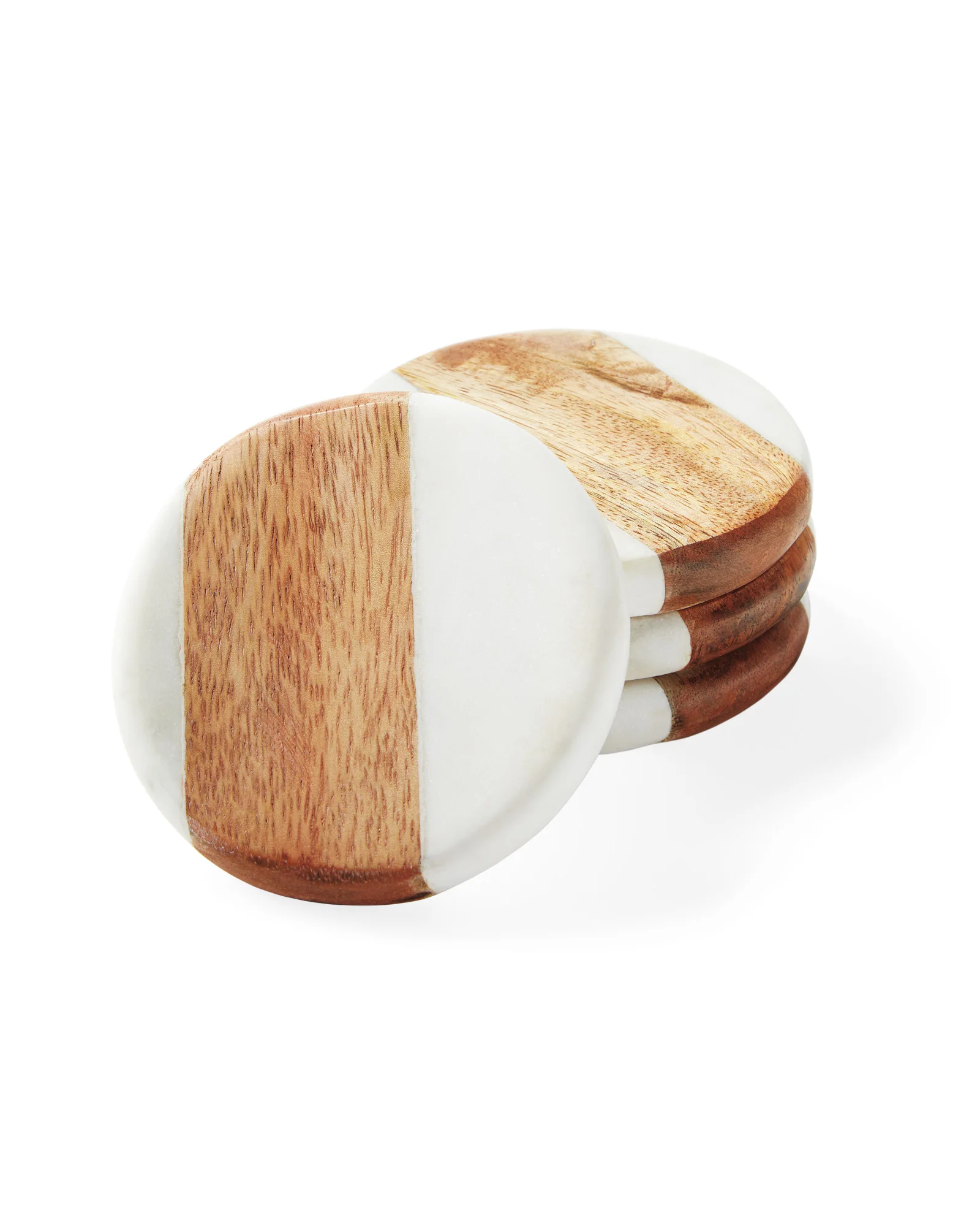 Wholesale Natural Round Square Hexagon White Marble Acacia Wood Coasters For Drinks coasters
