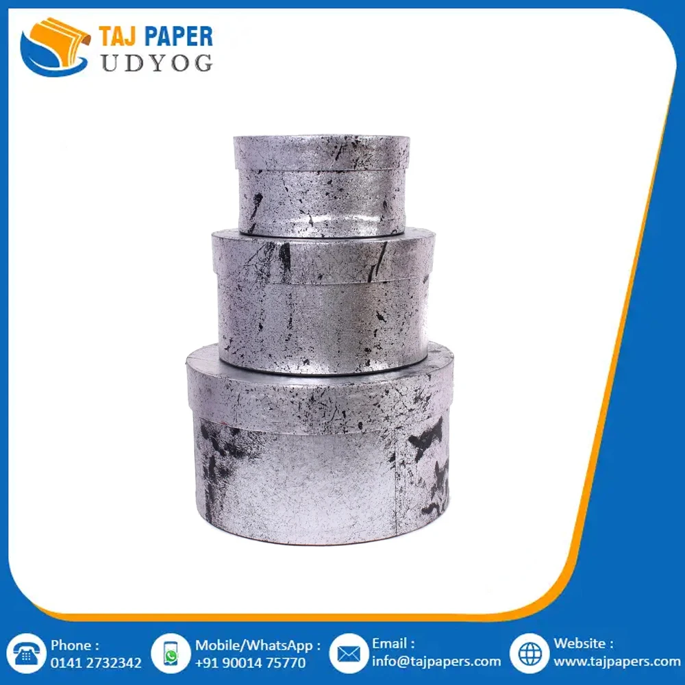 Latest Collection Luxury Silver Paper Box Paper Gift Box Round Shape Custom Size Gift Packaging Paper Box