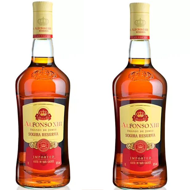 Aged 18 Months Light Amber Coloured 36% Top Selected Spirits Distilled Wine Spirits Bottle Alfonso I Brandy