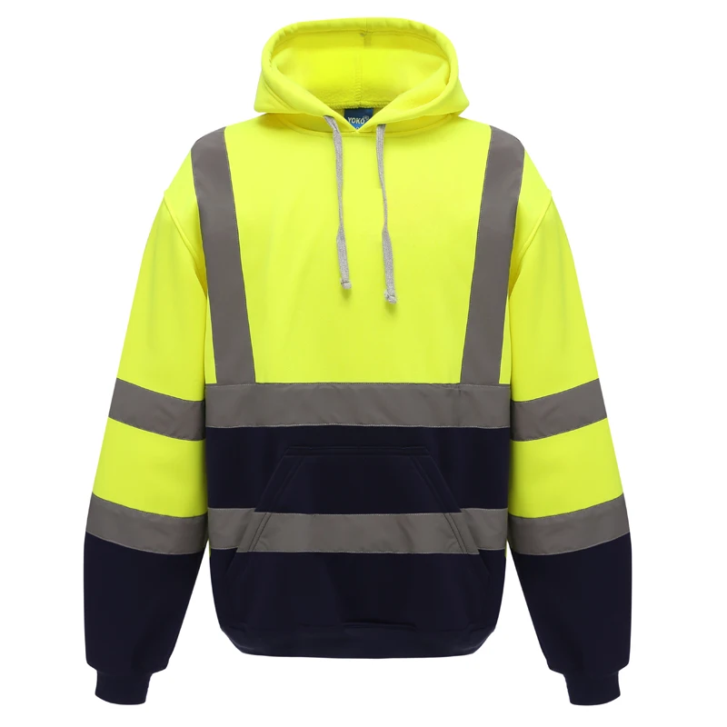 Reflective Safety High Visibility Hoodie EN ISO 20471 ANSI Class 3  Yellow Long Sleeve Hi Vis Hoodie For  Workers  Surveyors