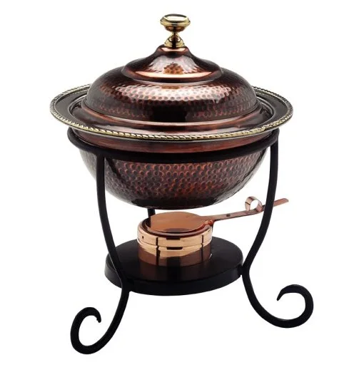Brass Metal Unique Design Buffet Food Warmer Chafing Dish Shiny Polished Round Catering Serving Chafing Dish Supplier From India