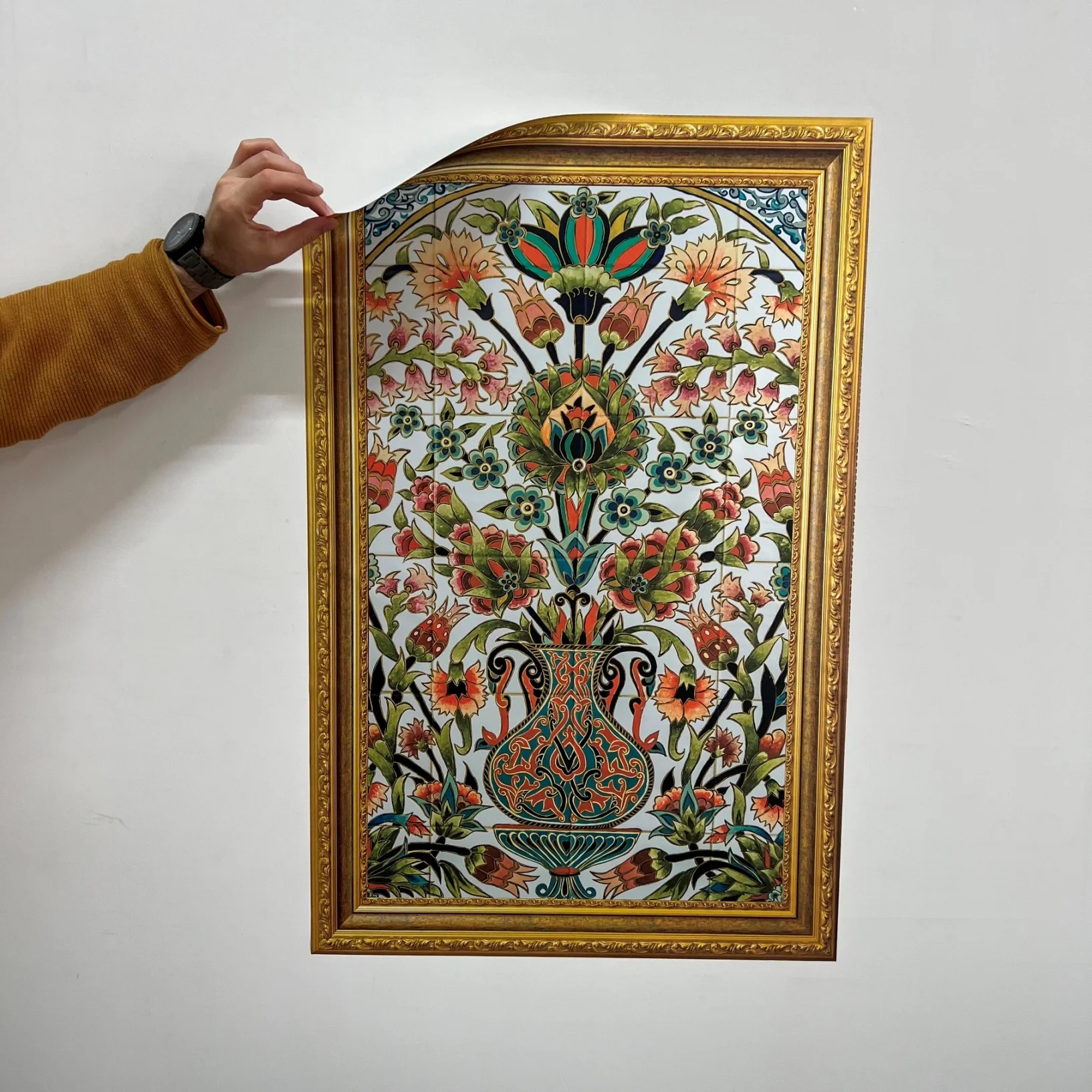 Tile Art Themed Frame Looking Picture Model-1 Reusable Durable Polystyrene Material Holds The Surface With Static Electricity