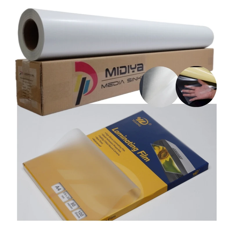 Matte PVC film Yellow backing paper with green lines PVC self-adhesive cold lamination film