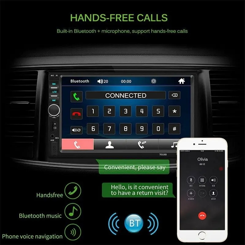 Hot Sel Auto Mp5 Player  2 Din 7 Inch Touch Screen Android Car Radio With Bluetooth ,FM,Mirror Link