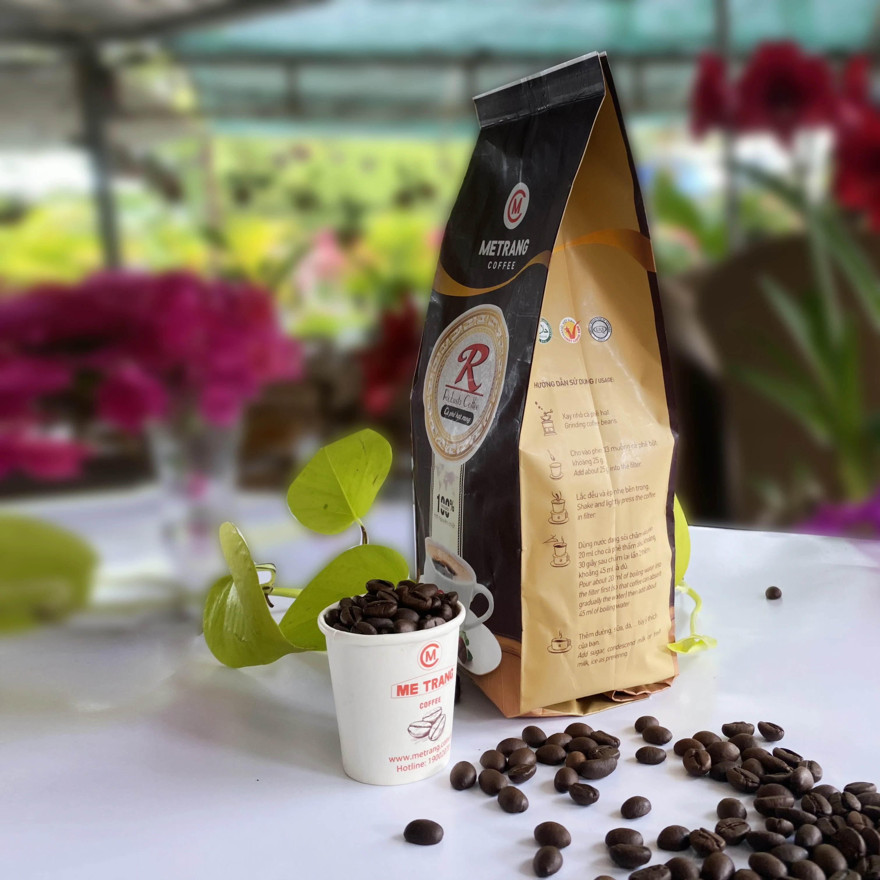 0.5 kg Weight Vietnam 5% Moisture Medium Roaste Caffeinated Feature Bitter Taste Whole Bean Coffee In Bag Packaging