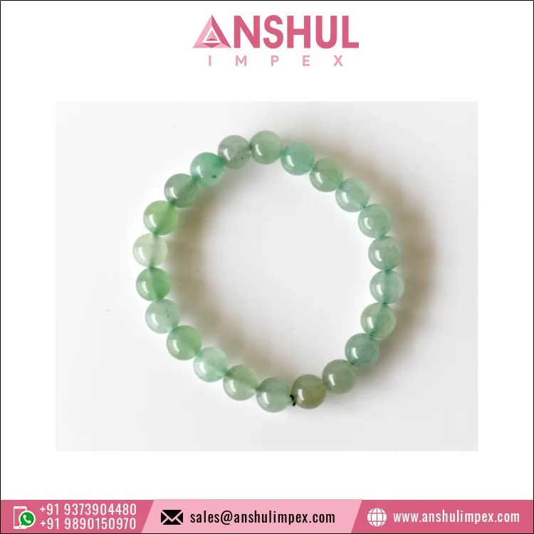 Direct Factory Sale Green Color Healing Crystal Aventurine Round Gemstone Hand Beaded Bracelet for Beautiful Hands