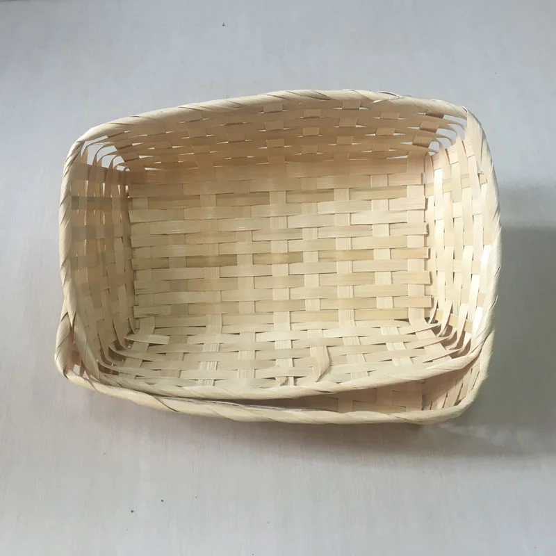 Bamboo Basket Rectangle Shape Decorative Basket Decoration Storage Natural Weaved Handmade Arts & Crafts Holder Gifts Pack