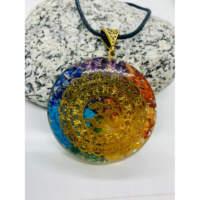 7 Chakra Orgone Pendant Necklace EMF Protection Brass Om Coil Reiki Healing Crystal Jewelry Spiritual Gift