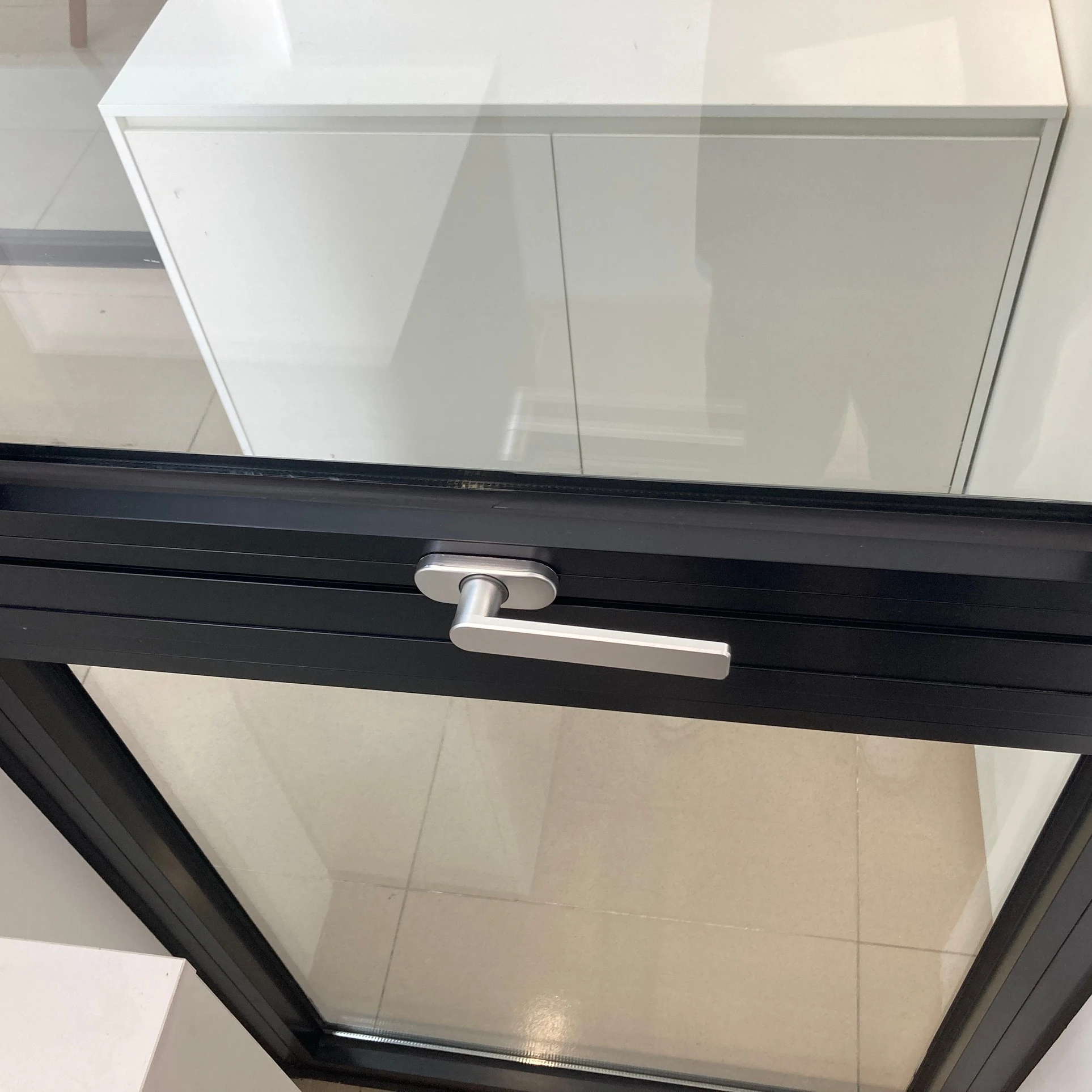 Aluminum Top hung Window, Single glass clear color Made by HolCom VietNam Cancel noises &  heat insulation Inside w Outside