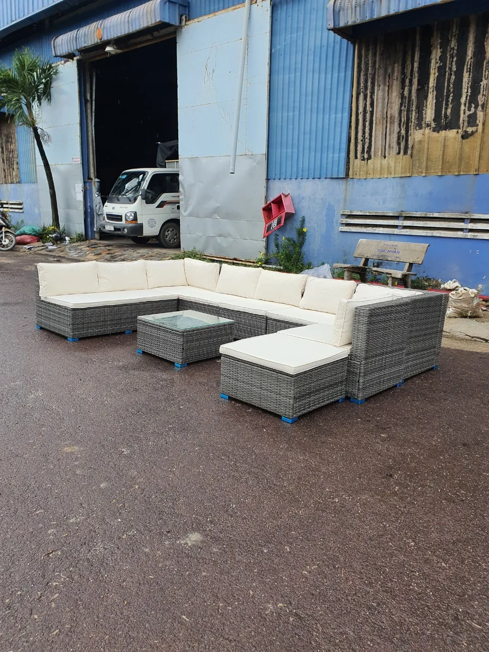 Набор 9 местный диван с тканевой большой салон otutdoor декоративный ламинат высокого качества мебель из ротанга