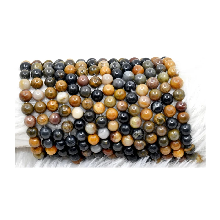 Top Quality Glossy Natural Stone Petrified Wood Custom 10mm Round Beads Loose Jewelry Beads for Bracelet Making
