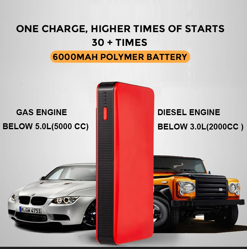 Multi-function Car Jump Starter Car Jump Starter Power Bank with Flashlight High Quality Jump Start for Gasoline