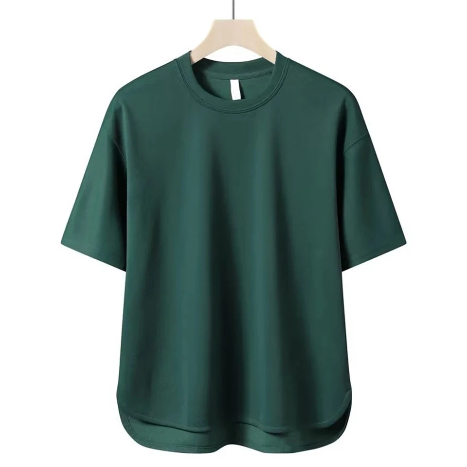 Premium Quality 95 Cotton 5 Spandex Curved Hem Sports T Shirt Mens Streetwear Fitness Muscle Slim Fitted T Shirt