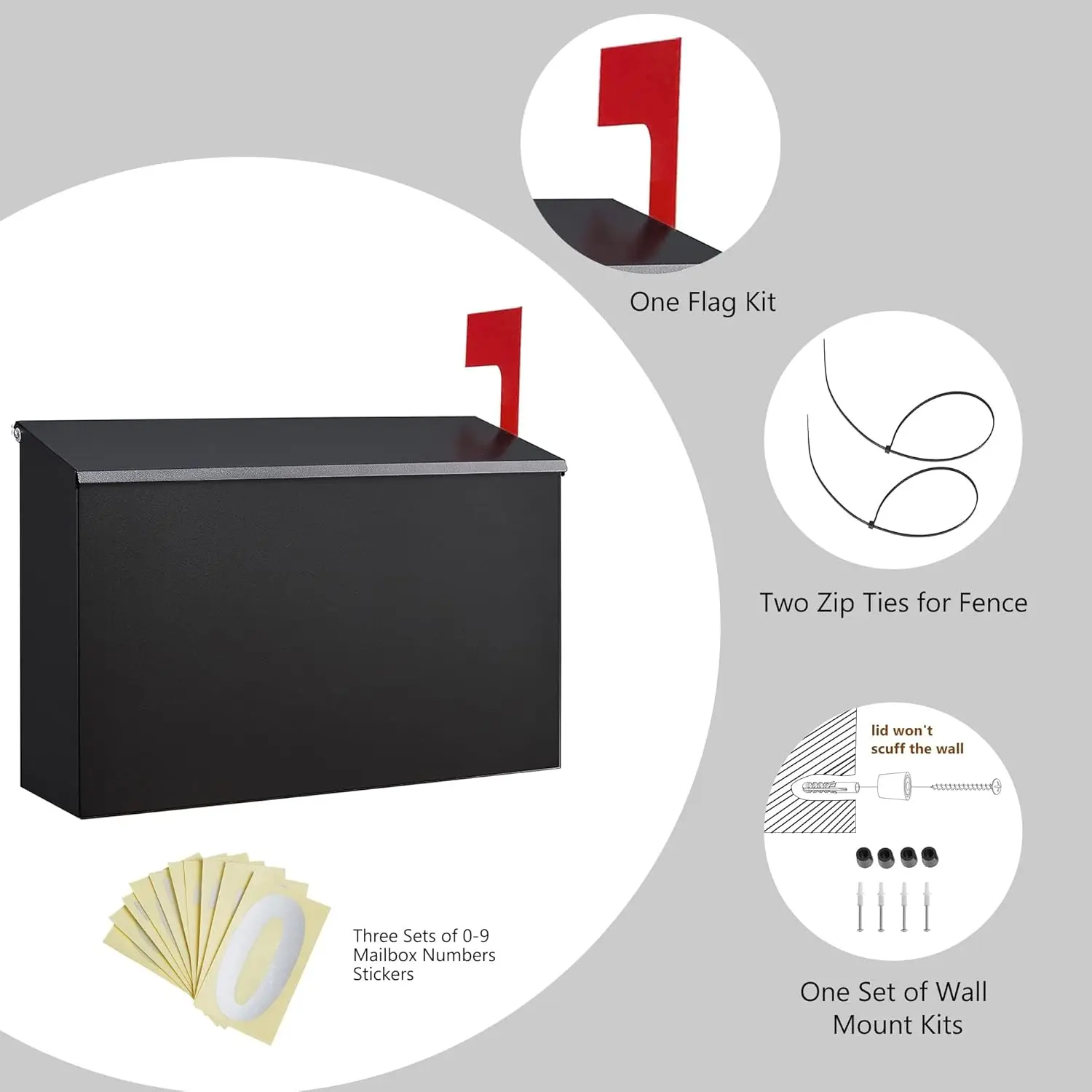 Customized Wall-Mounted Medium Size Mailbox Galvanized Steel American Style Extra Security Lockable Flag Decoration OEM ODM