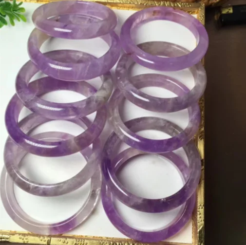 Natural Amethyst bangle New Arrive Amethyst Bracelet Natural Round Bead Bangle Purple Crystal Jewelry Mother Gift