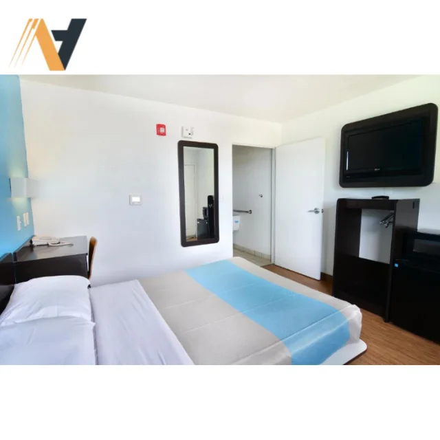 Motel 6 hotel interior project. bedroom interior design. Solid wood material. American and European standards.
