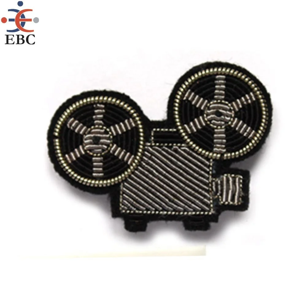 Customised hand embroidery bullion wire brooch badges crests emblem patches fashion badges for jackets scarf purse