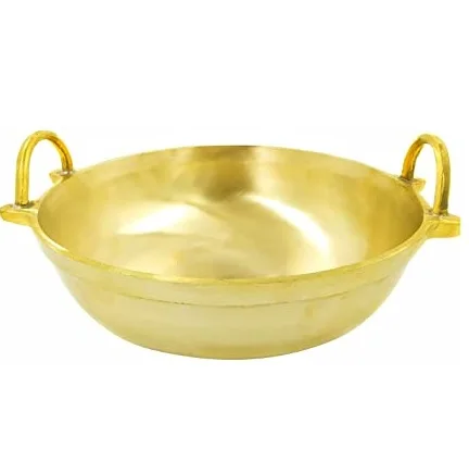 Pure Brass Kadai for Deep Frying Cooking Utensils Healthy Benefits Brass Handmade Design Food Warmer For Table Top Serving Usage